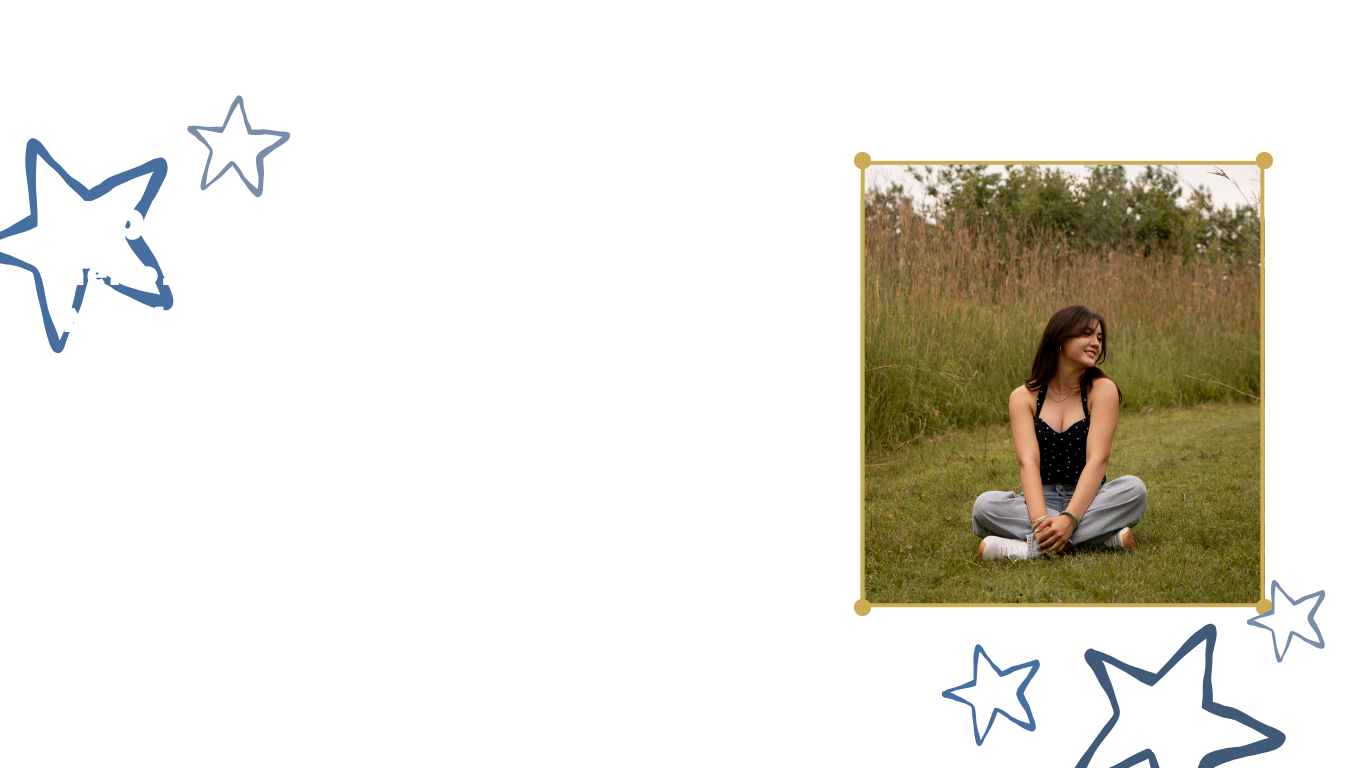 About me — hello! I'm a senior at Lakeville North High School. I am the
                      publicist for my school's student council. I love to create, and I love being
                      active! I aspire to mix graphic design and coding, and here's my portfolio: